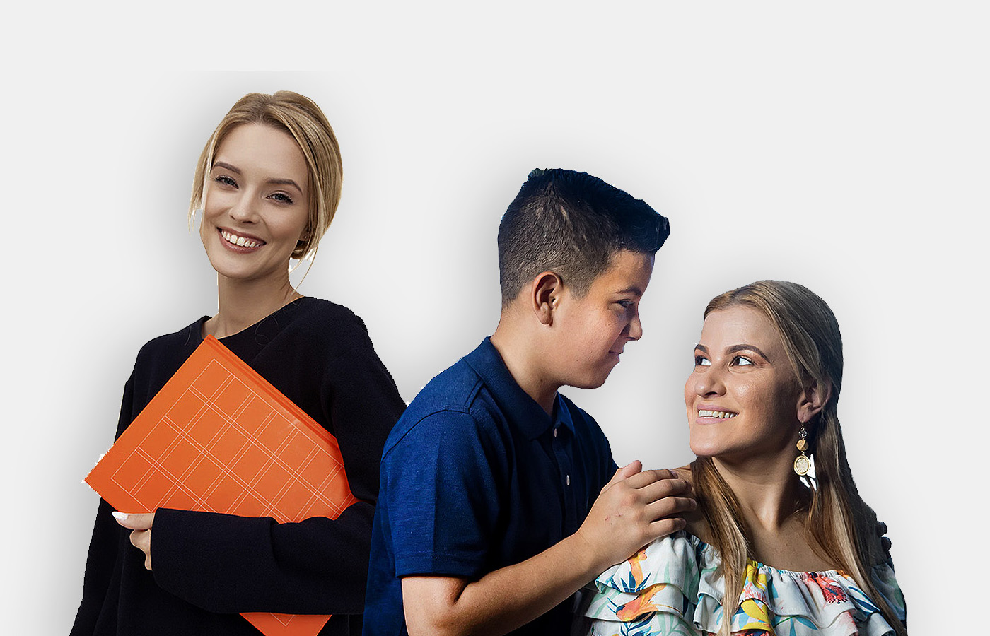 teacher with student and parent